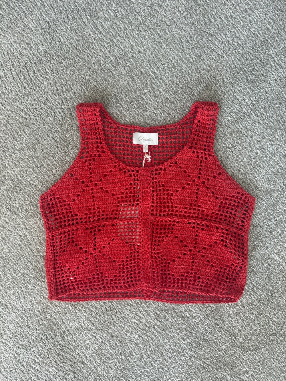 Cleobella Red Crochet Cropped Tank